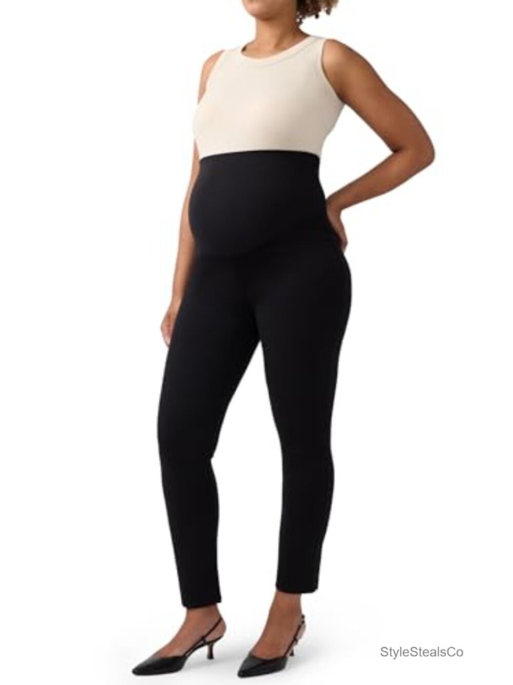 Women's Maternity Ponte Pants with Over-Belly Panel - Pull-On Work Pants